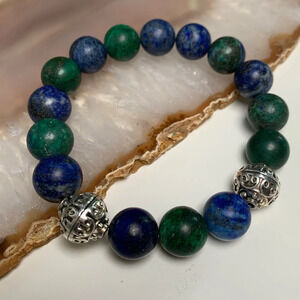 Artisan 12mm Azurite Stretch Beaded Bracelet